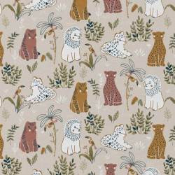Printed Cotton BADOU Greige / Tawny Multicolored